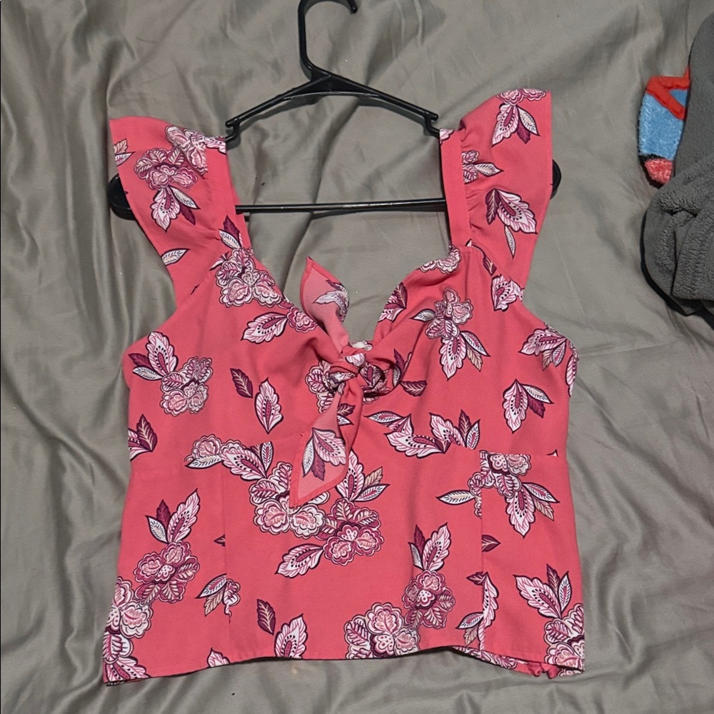 LOFT Pink Floral Crop Top